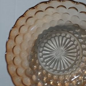 Fostoria vintage Glass Peach Bubble Bowl 3.5inch Hx 8inches W.